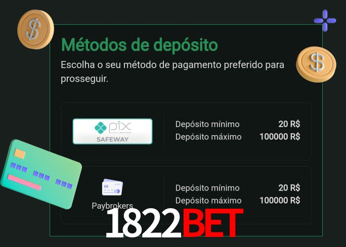 O cassino 1822Bet oferece uma grande variedade de métodos de pagamento